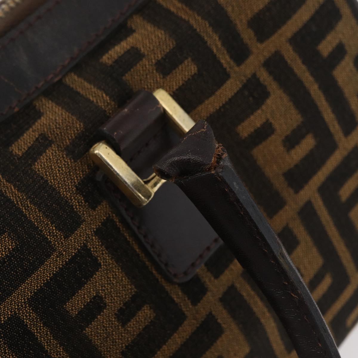 FENDI Zucca Canvas Hand Bag Black Brown Auth 180075