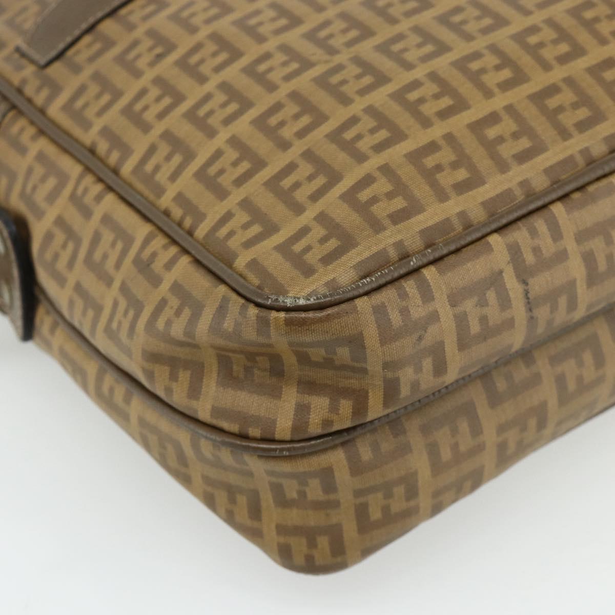 FENDI Zucchino Canvas Shoulder Bag Beige Auth 180076