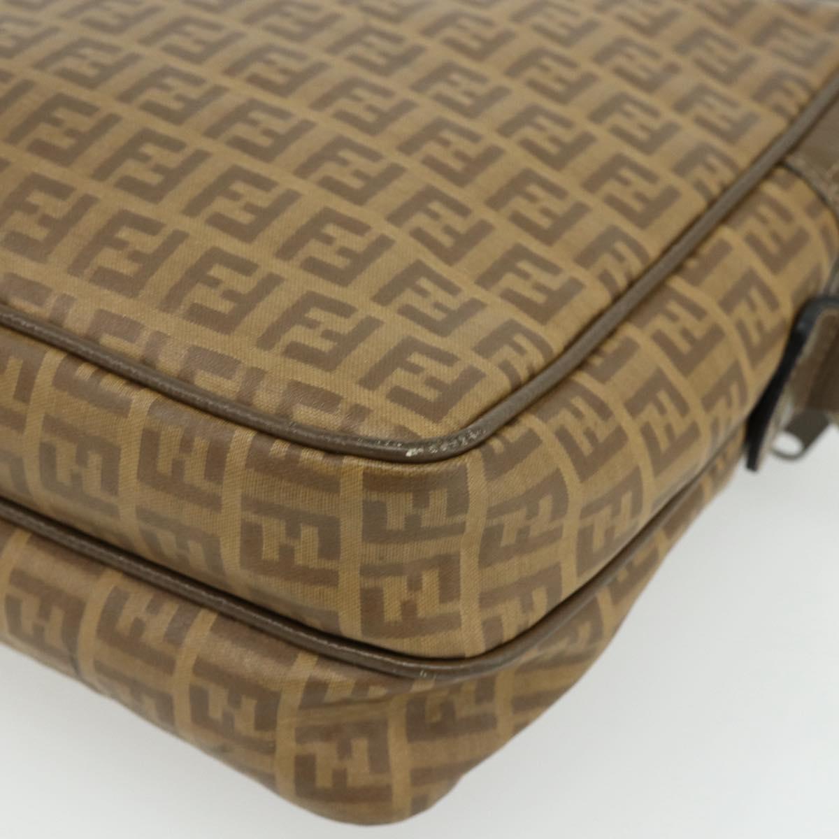FENDI Zucchino Canvas Shoulder Bag Beige Auth 180076