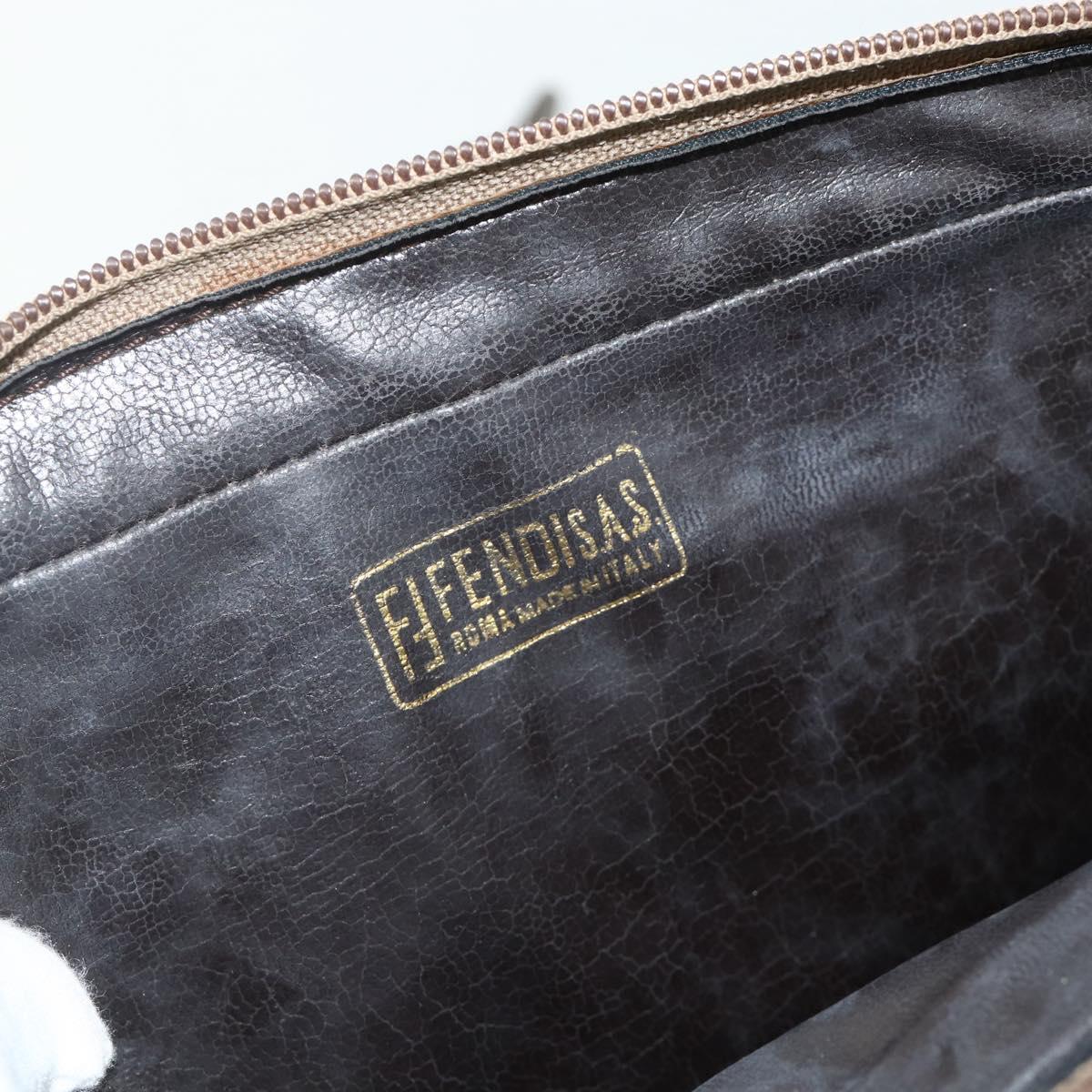 FENDI Zucchino Canvas Shoulder Bag Beige Auth 180076