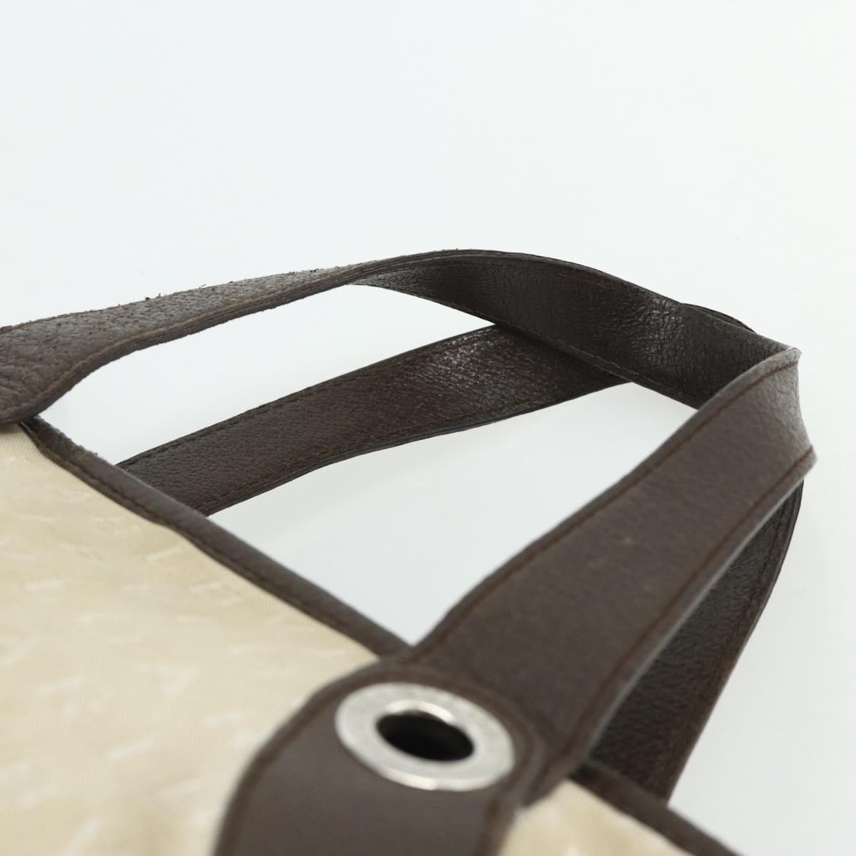 BVLGARI Logo Mania Hand Bag Canvas Beige Silver Auth 180078