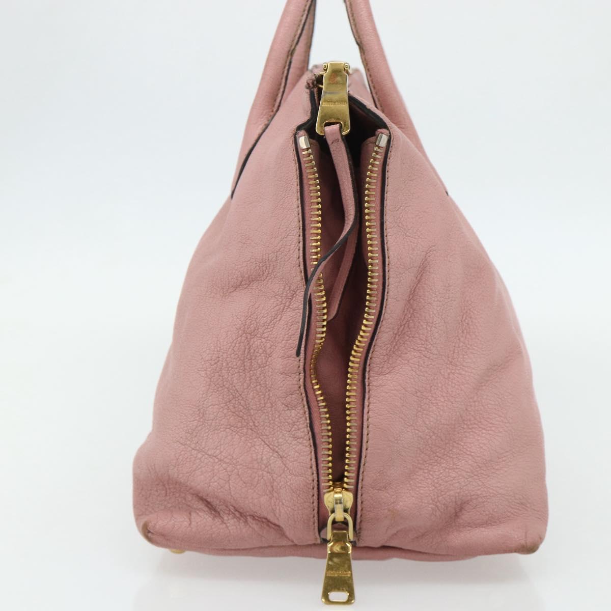 Miu Miu Hand Bag Leather Pink Gold Auth 180081
