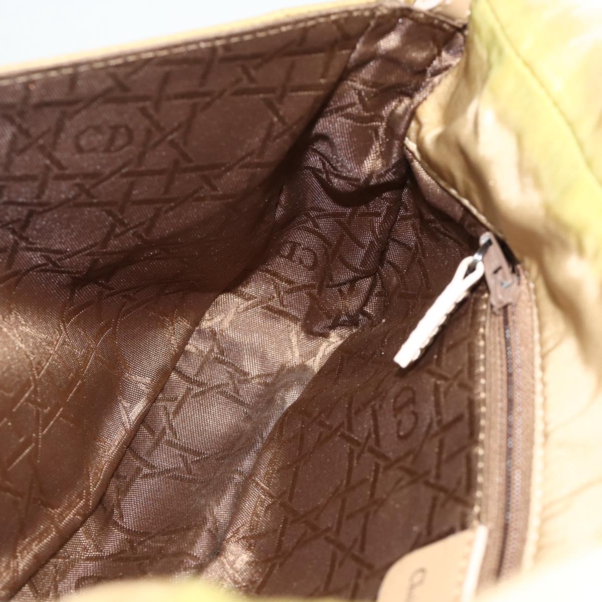 Christian Dior Maris Pearl Shoulder Bag Nylon Beige Silver Auth 180083