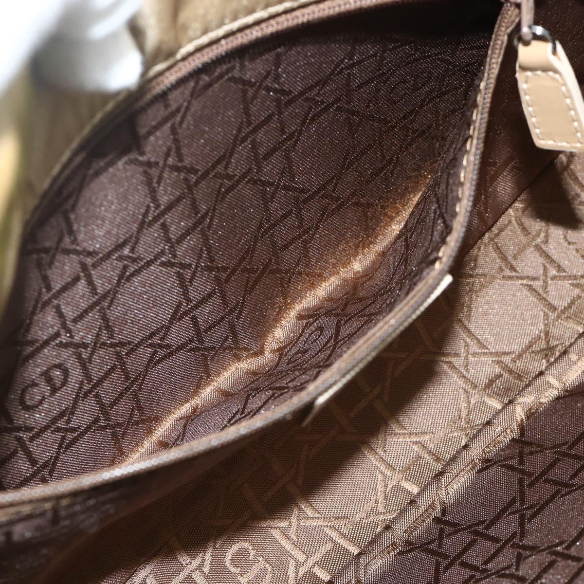 Christian Dior Maris Pearl Shoulder Bag Nylon Beige Silver Auth 180083
