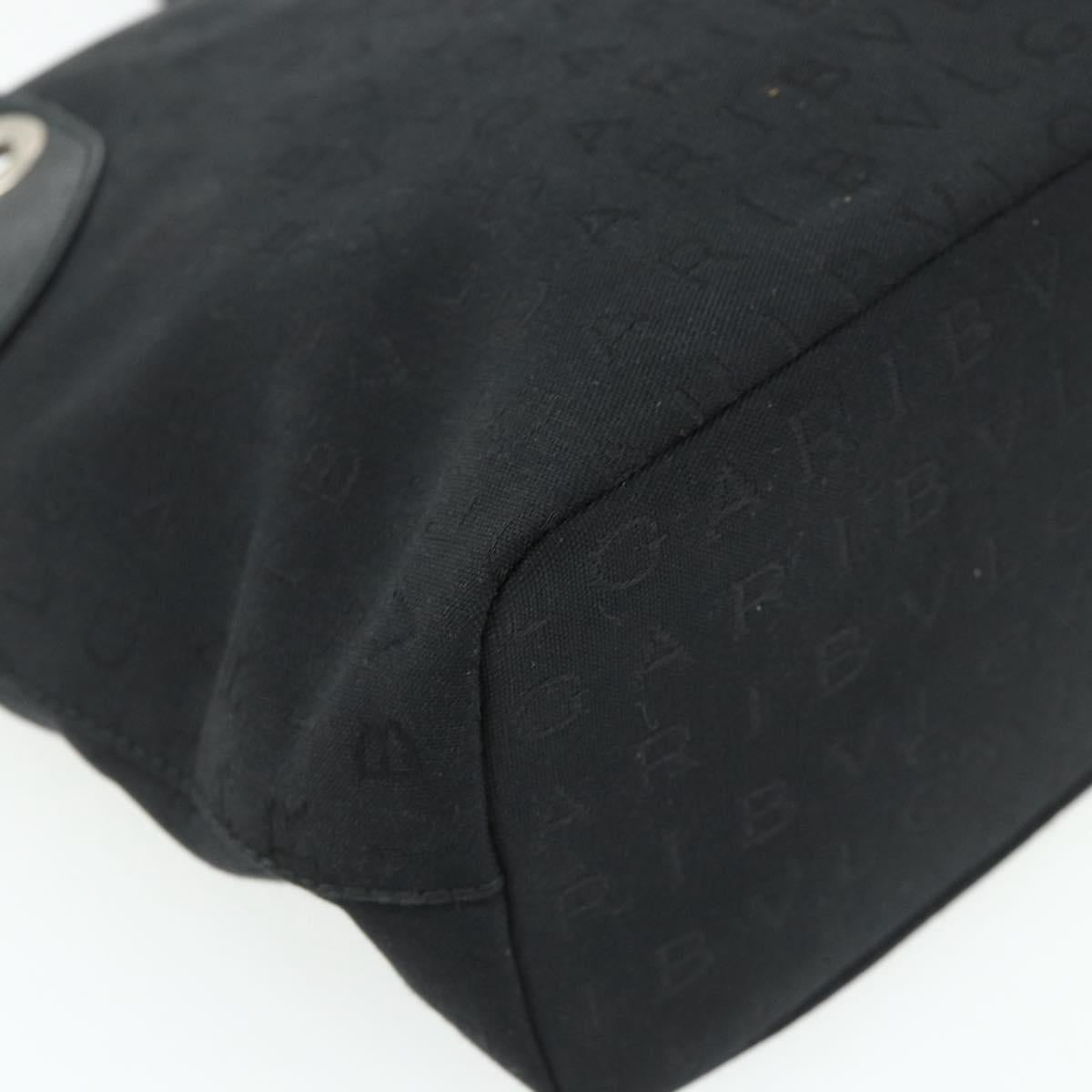 BVLGARI Logo Mania Hand Bag Canvas Black Silver Auth 180084