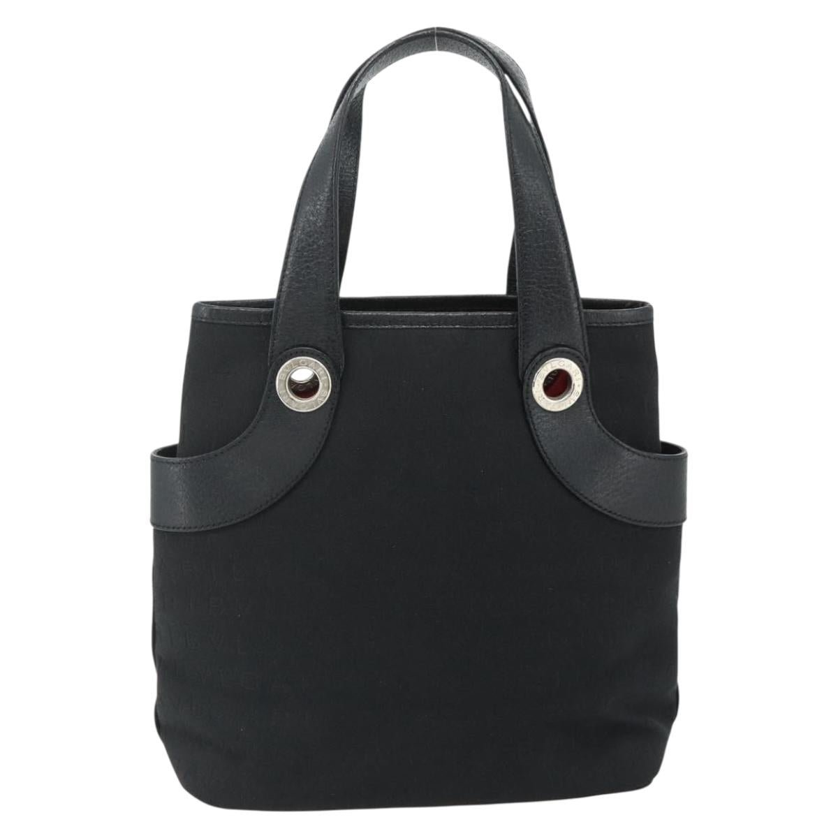 BVLGARI Logo Mania Hand Bag Canvas Black Silver Auth 180084