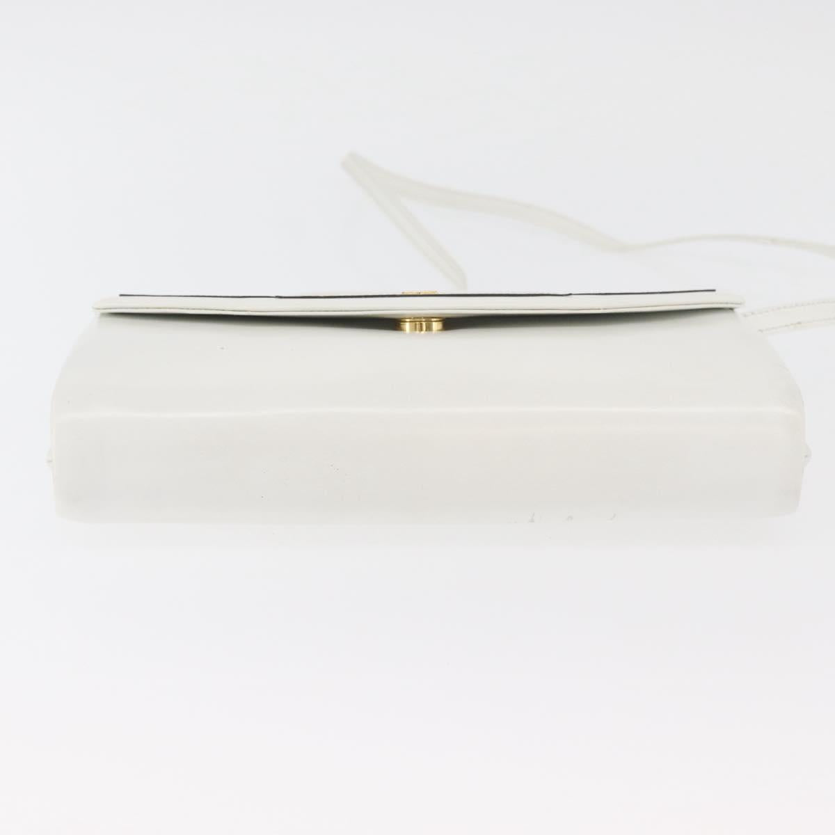 GIVENCHY Shoulder Bag Leather White Gold Auth 180085