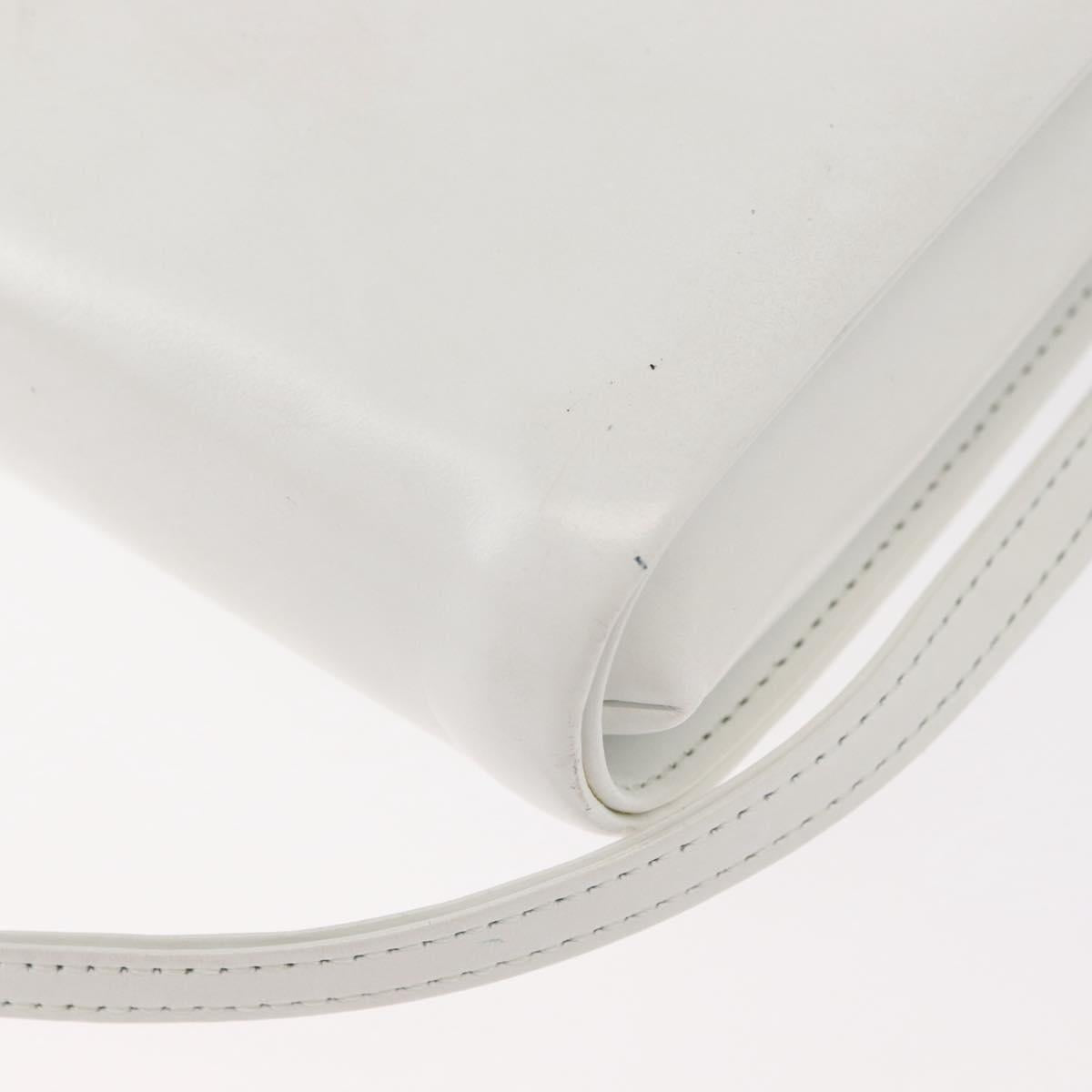 GIVENCHY Shoulder Bag Leather White Gold Auth 180085