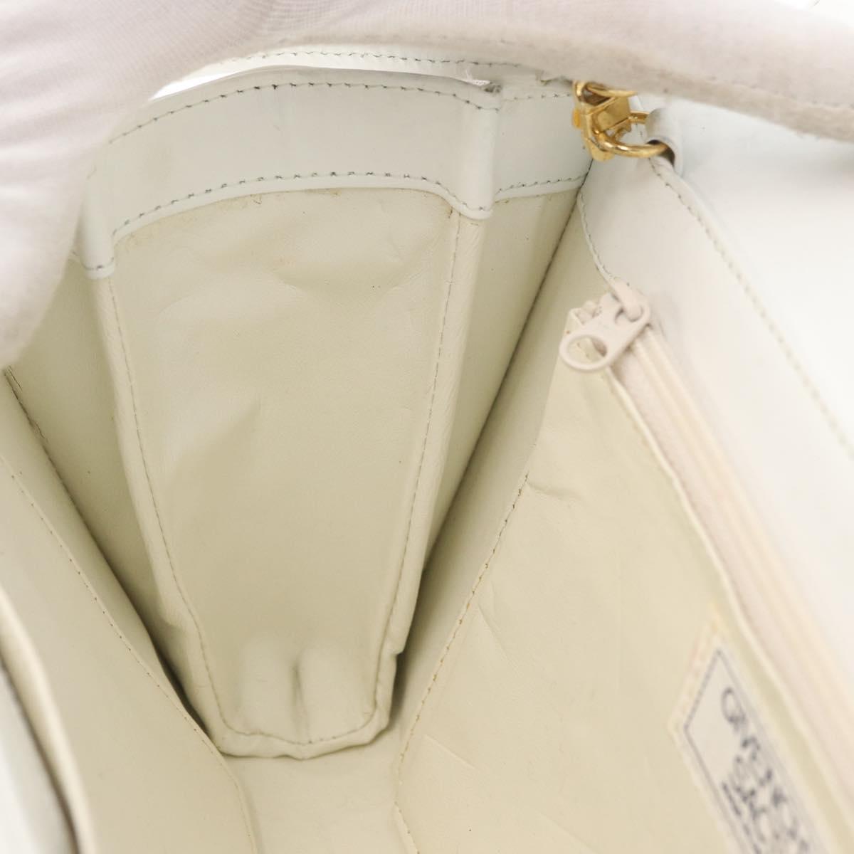GIVENCHY Shoulder Bag Leather White Gold Auth 180085