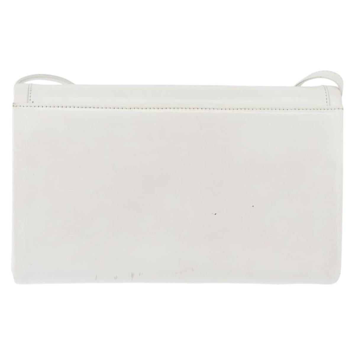 GIVENCHY Shoulder Bag Leather White Gold Auth 180085