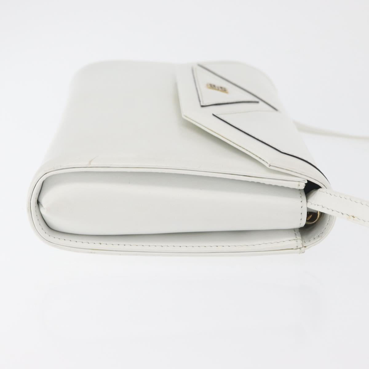 GIVENCHY Shoulder Bag Leather White Gold Auth 180085