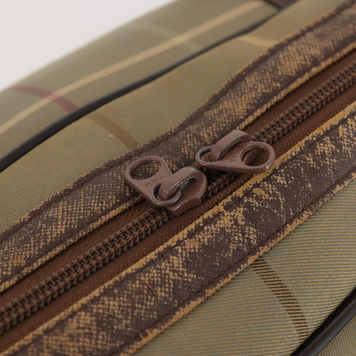 Burberrys Nova Check Boston Bag Canvas Beige Gold Auth 180086