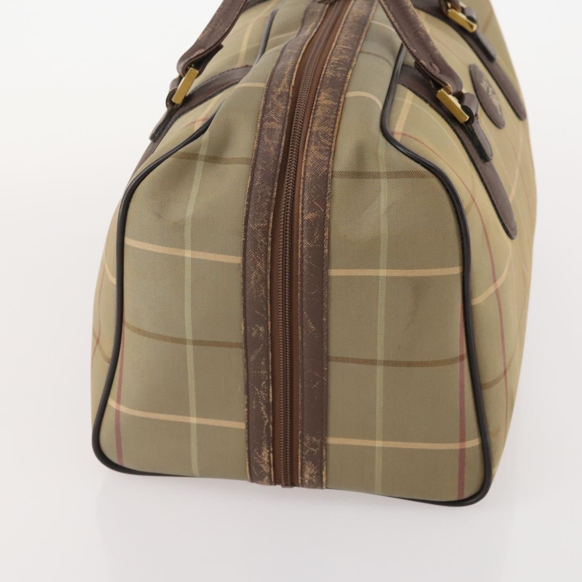 Burberrys Nova Check Boston Bag Canvas Beige Gold Auth 180086