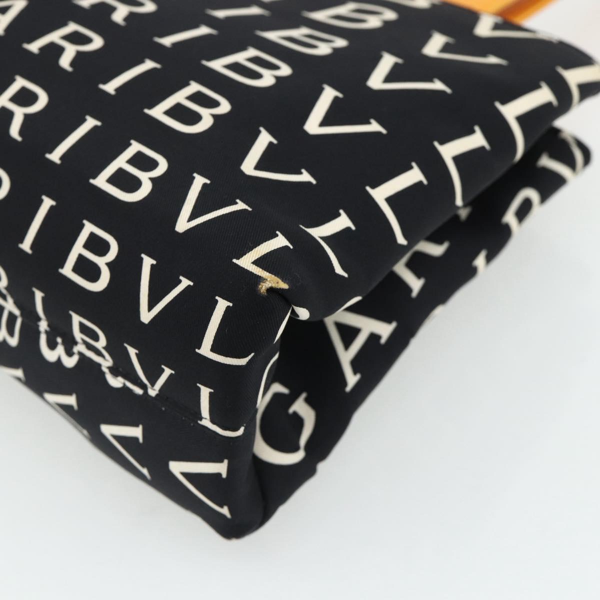 BVLGARI Logo Mania Hand Bag Canvas Black Silver Auth 180087
