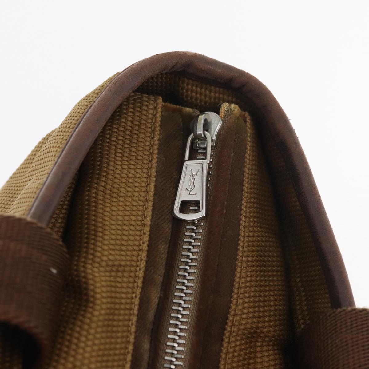 SAINT LAURENT Hand Bag Canvas Brown Auth 180089