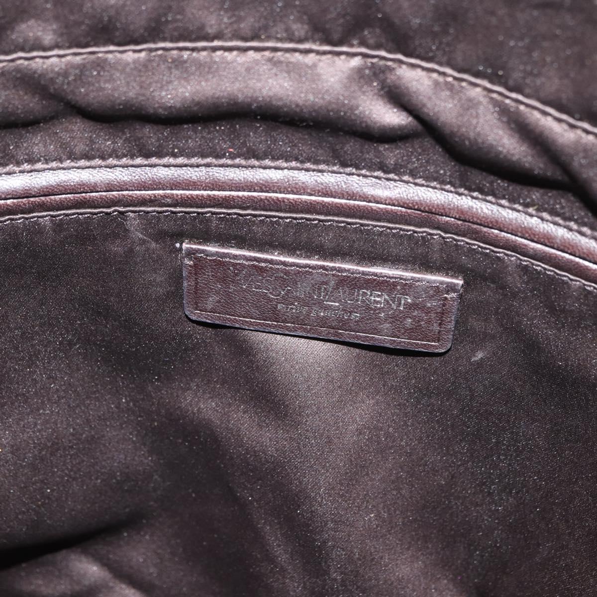 SAINT LAURENT Hand Bag Canvas Brown Auth 180089