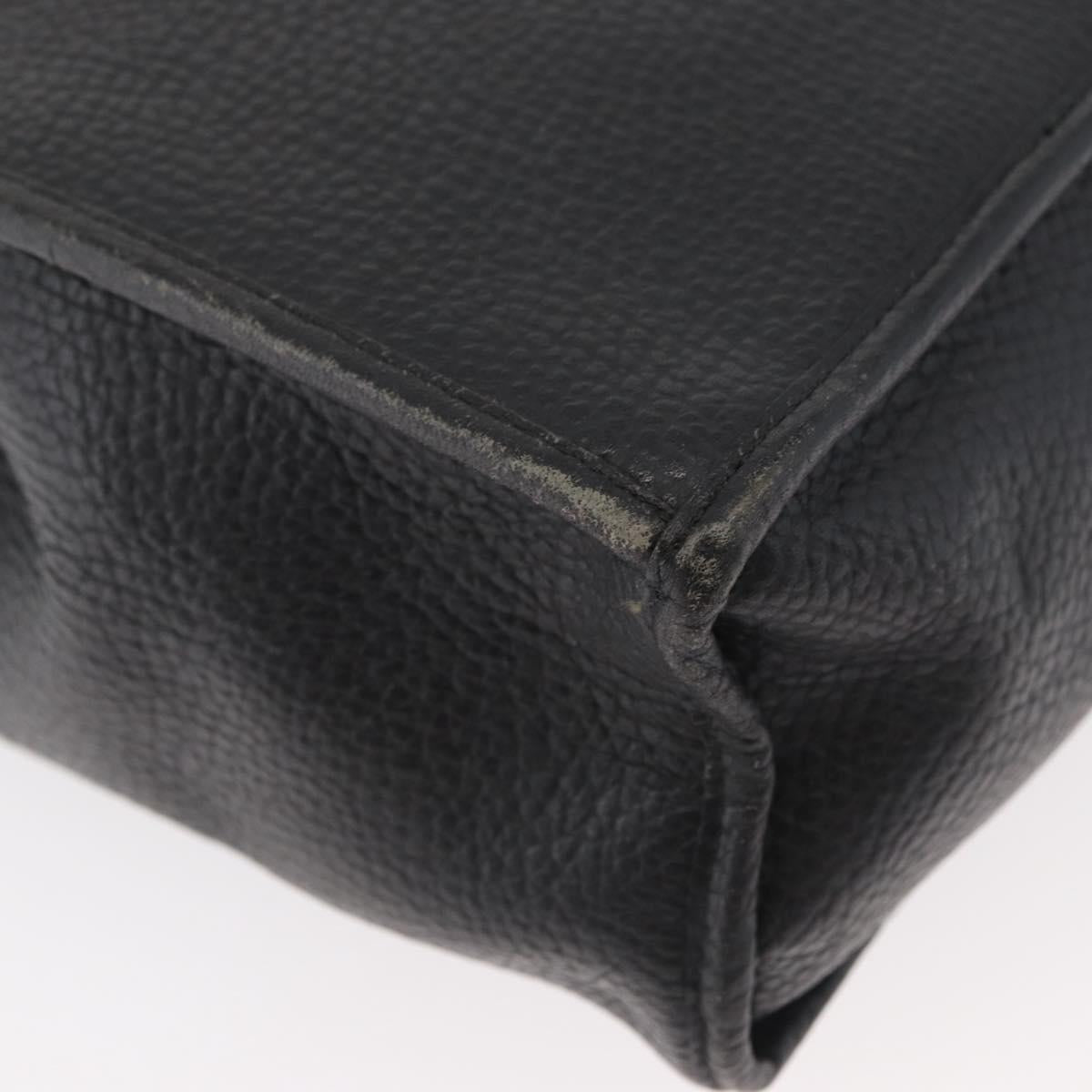Christian Dior Hand Bag Leather 2way Black Gold Auth 180092
