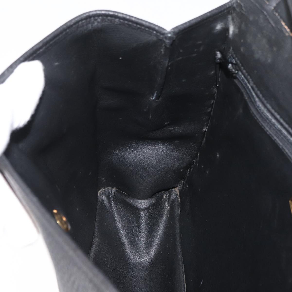 Christian Dior Hand Bag Leather 2way Black Gold Auth 180092