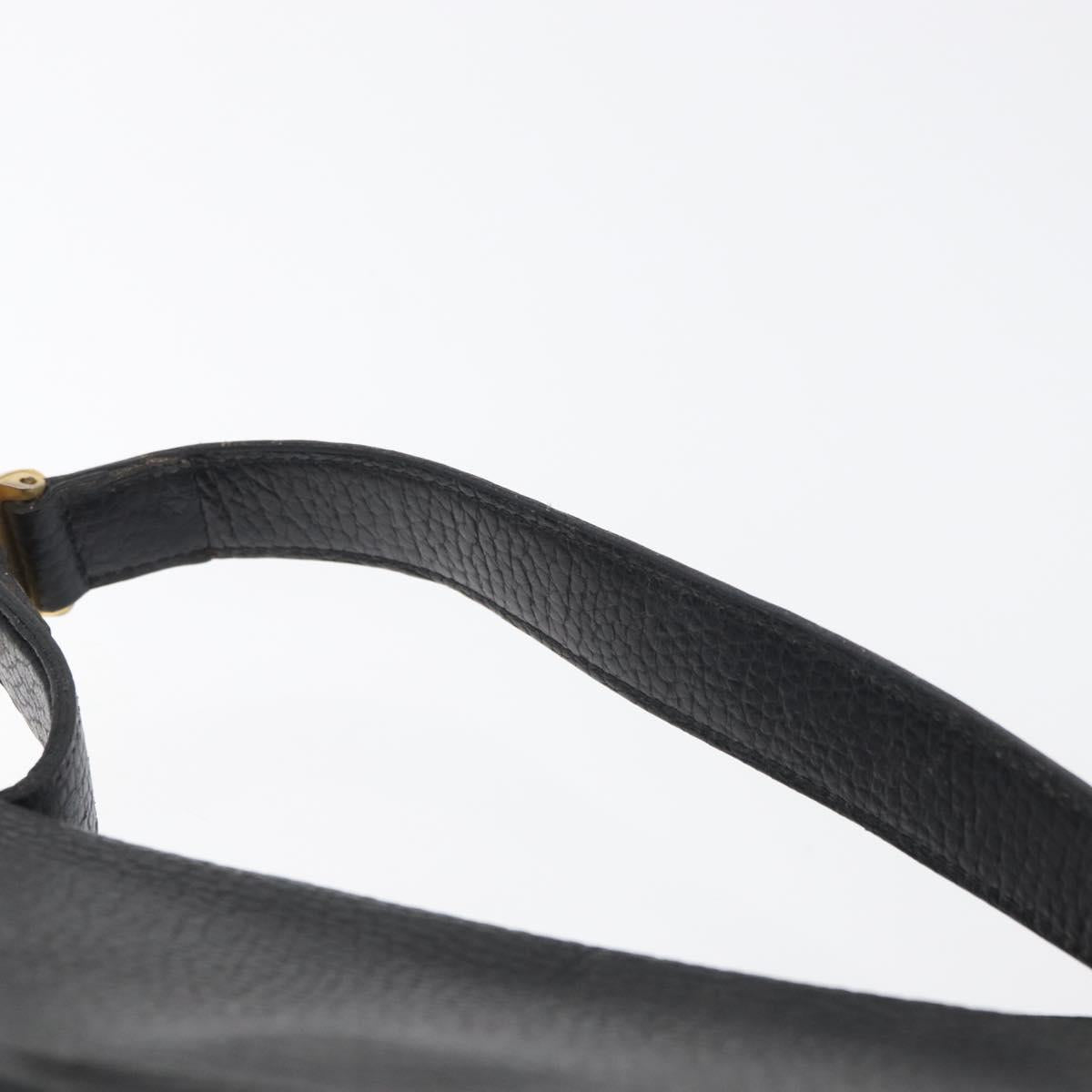 Christian Dior Hand Bag Leather 2way Black Gold Auth 180092