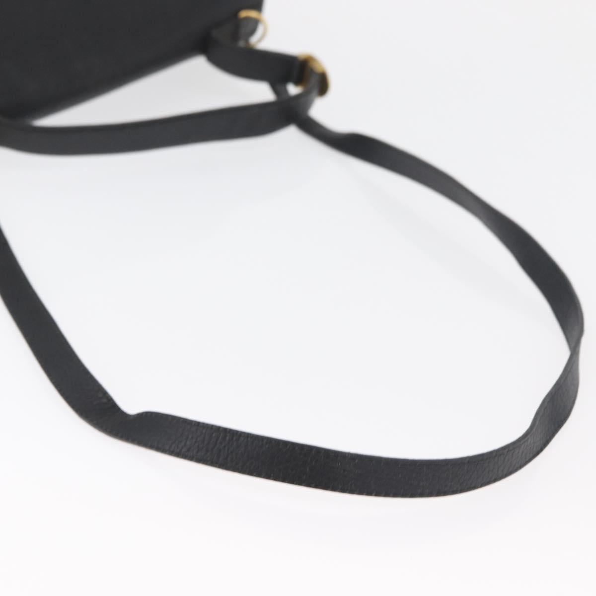 Christian Dior Hand Bag Leather 2way Black Gold Auth 180092