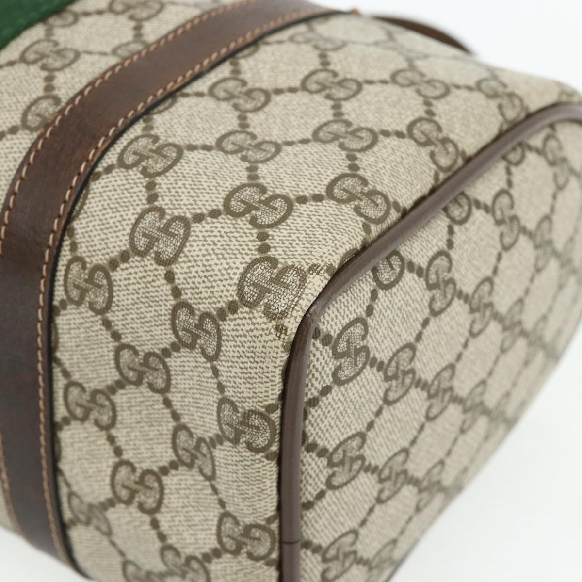 GUCCI GG Supreme Web Sherry Line Hand Bag PVC Beige Gold Red Auth 180100