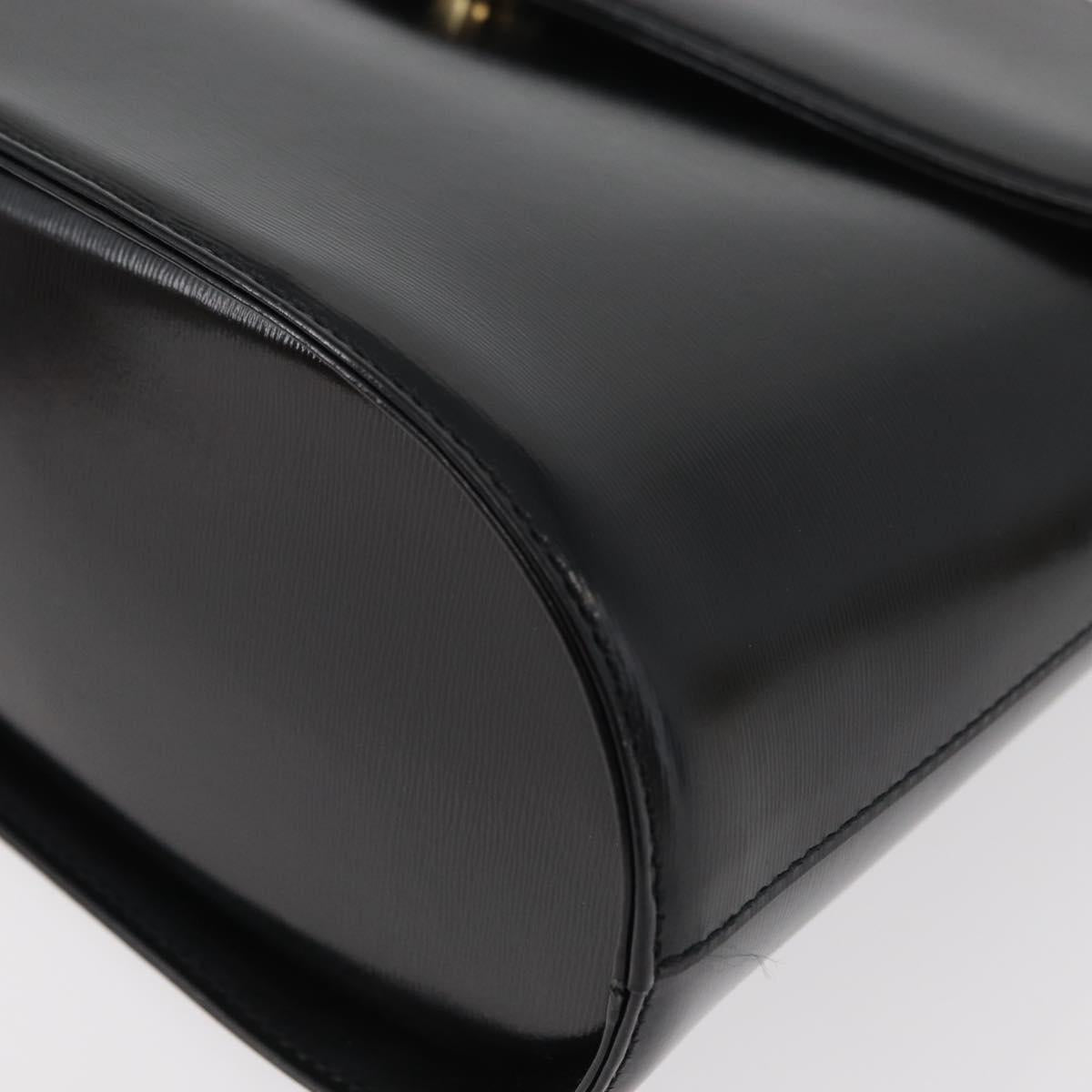 SAINT LAURENT Hand Bag Leather 2way Black Gold Auth 180103