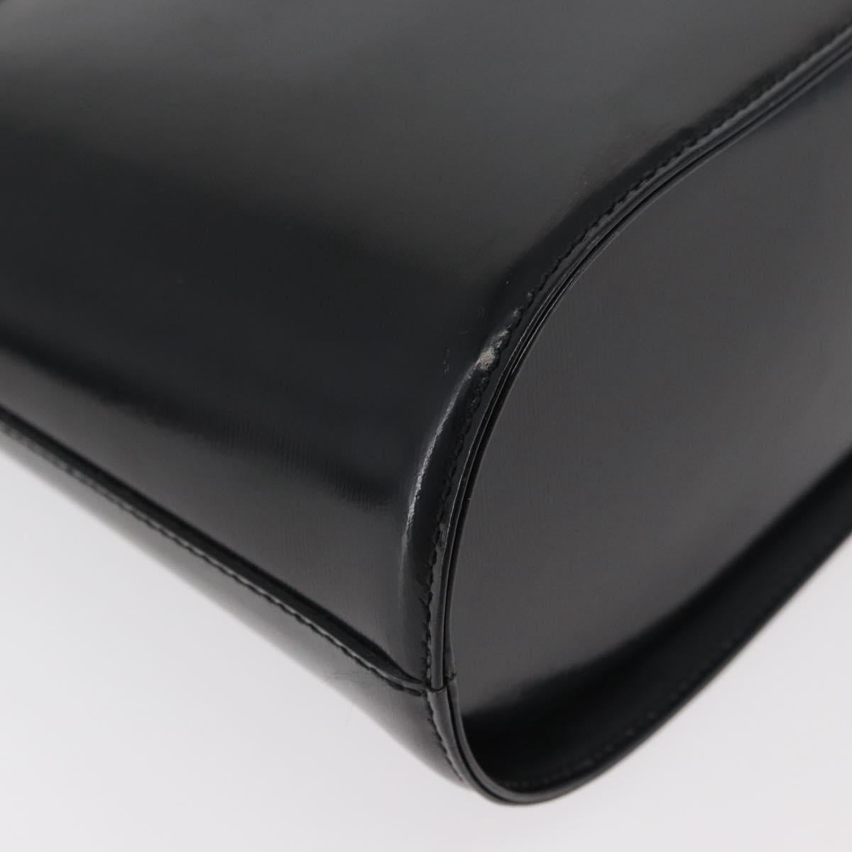 SAINT LAURENT Hand Bag Leather 2way Black Gold Auth 180103
