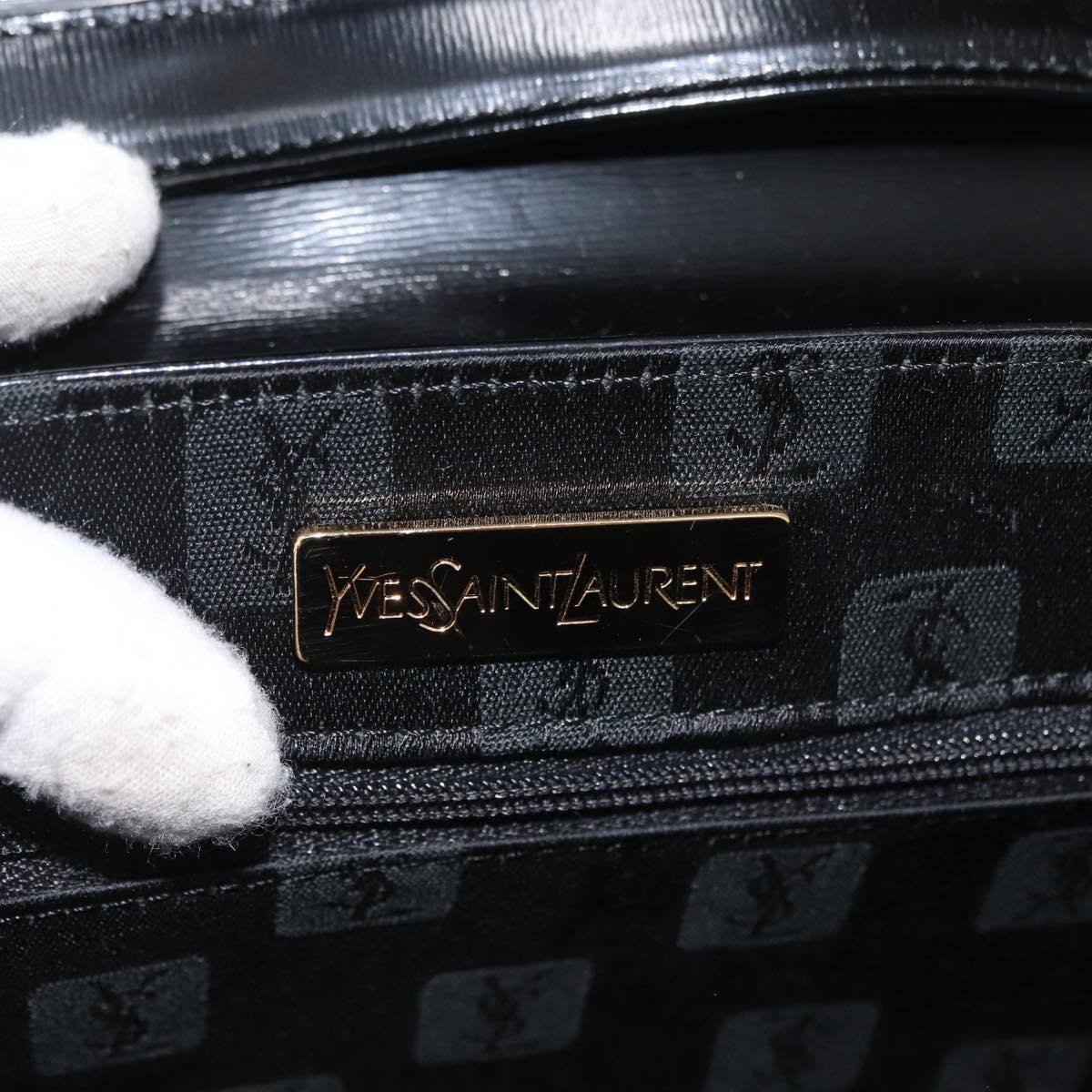 SAINT LAURENT Hand Bag Leather 2way Black Gold Auth 180103