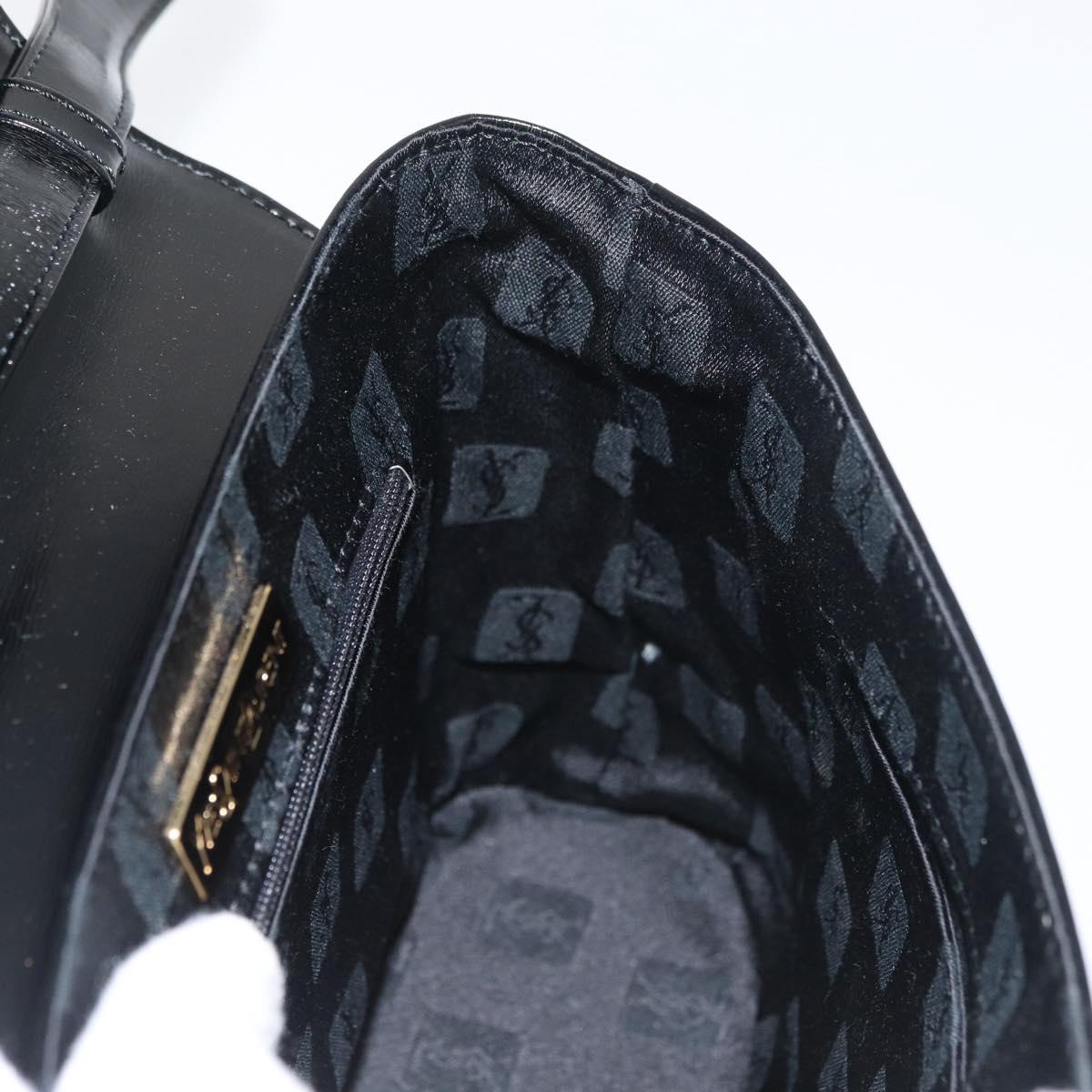 SAINT LAURENT Hand Bag Leather 2way Black Gold Auth 180103