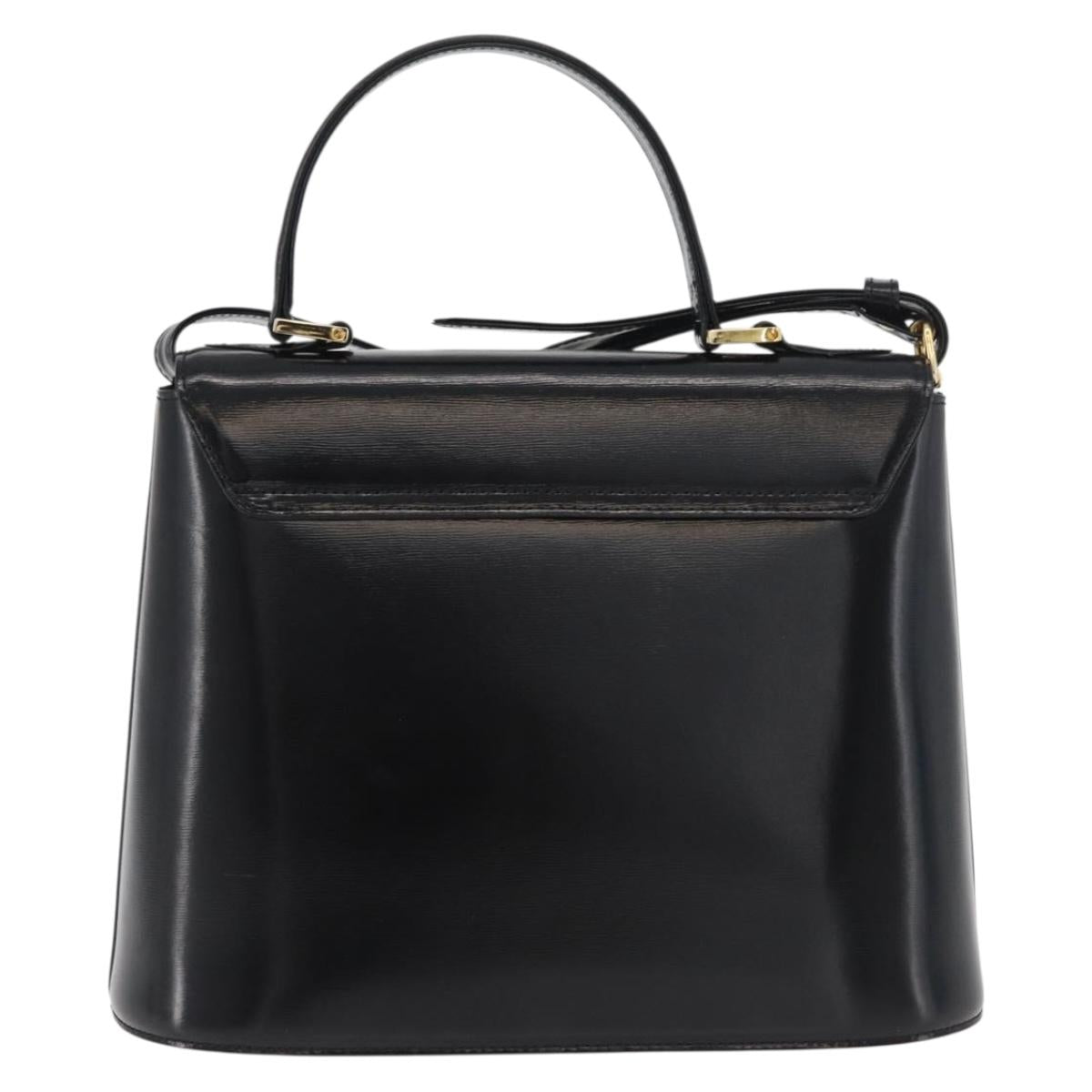 SAINT LAURENT Hand Bag Leather 2way Black Gold Auth 180103