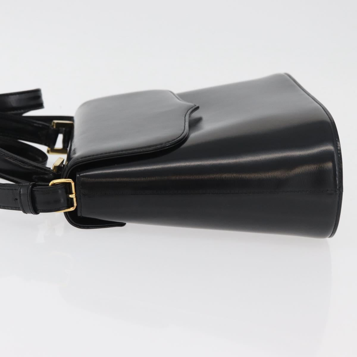 SAINT LAURENT Hand Bag Leather 2way Black Gold Auth 180103