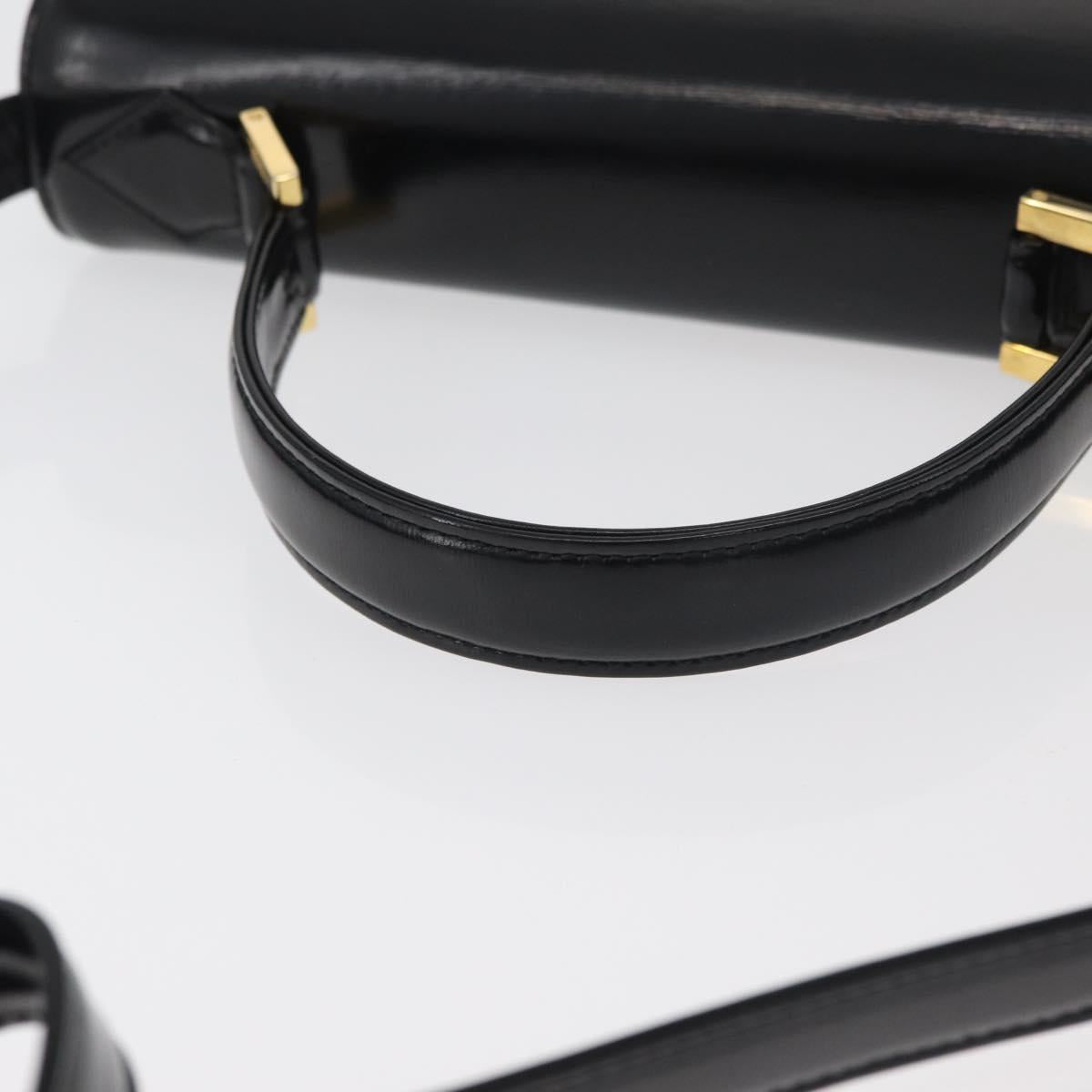 SAINT LAURENT Hand Bag Leather 2way Black Gold Auth 180103