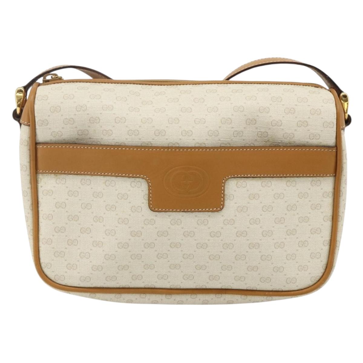 GUCCI Micro GG Supreme Shoulder Bag PVC White Gold 001 14 0412 Auth 180108
