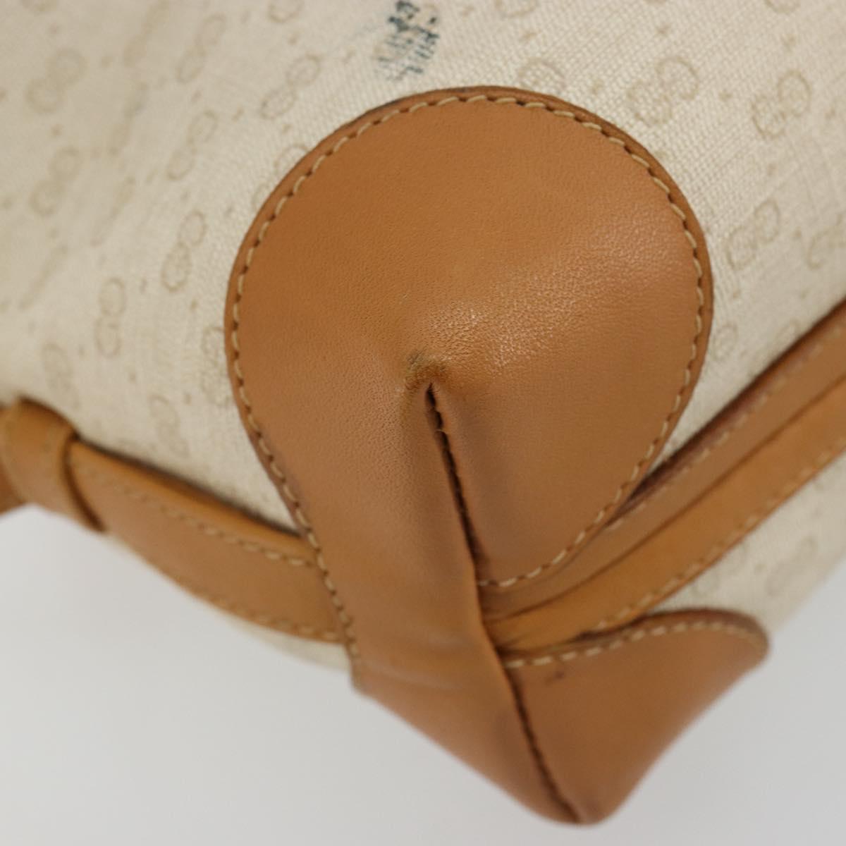 GUCCI Micro GG Supreme Shoulder Bag PVC White Gold Auth 180109