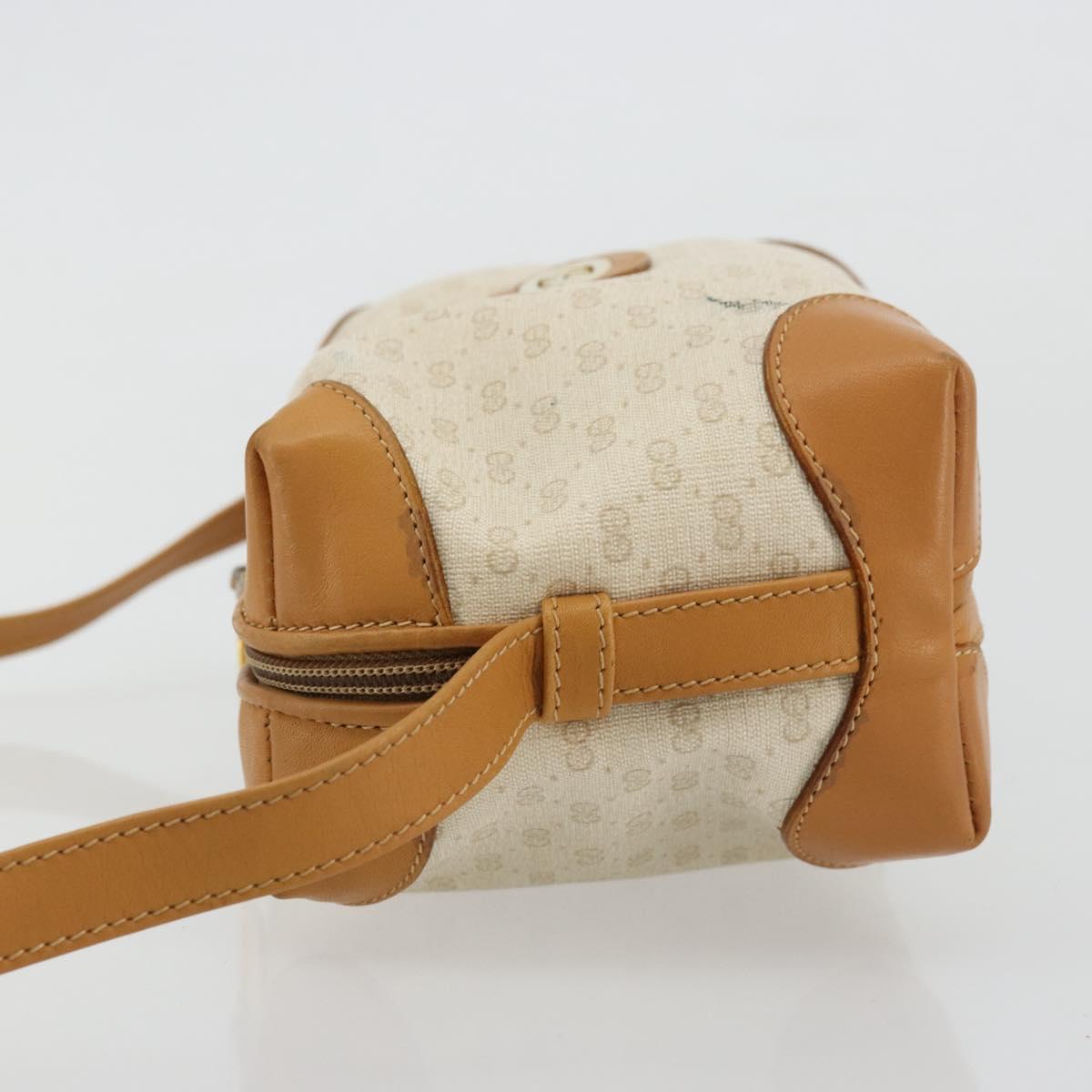 GUCCI Micro GG Supreme Shoulder Bag PVC White Gold Auth 180109