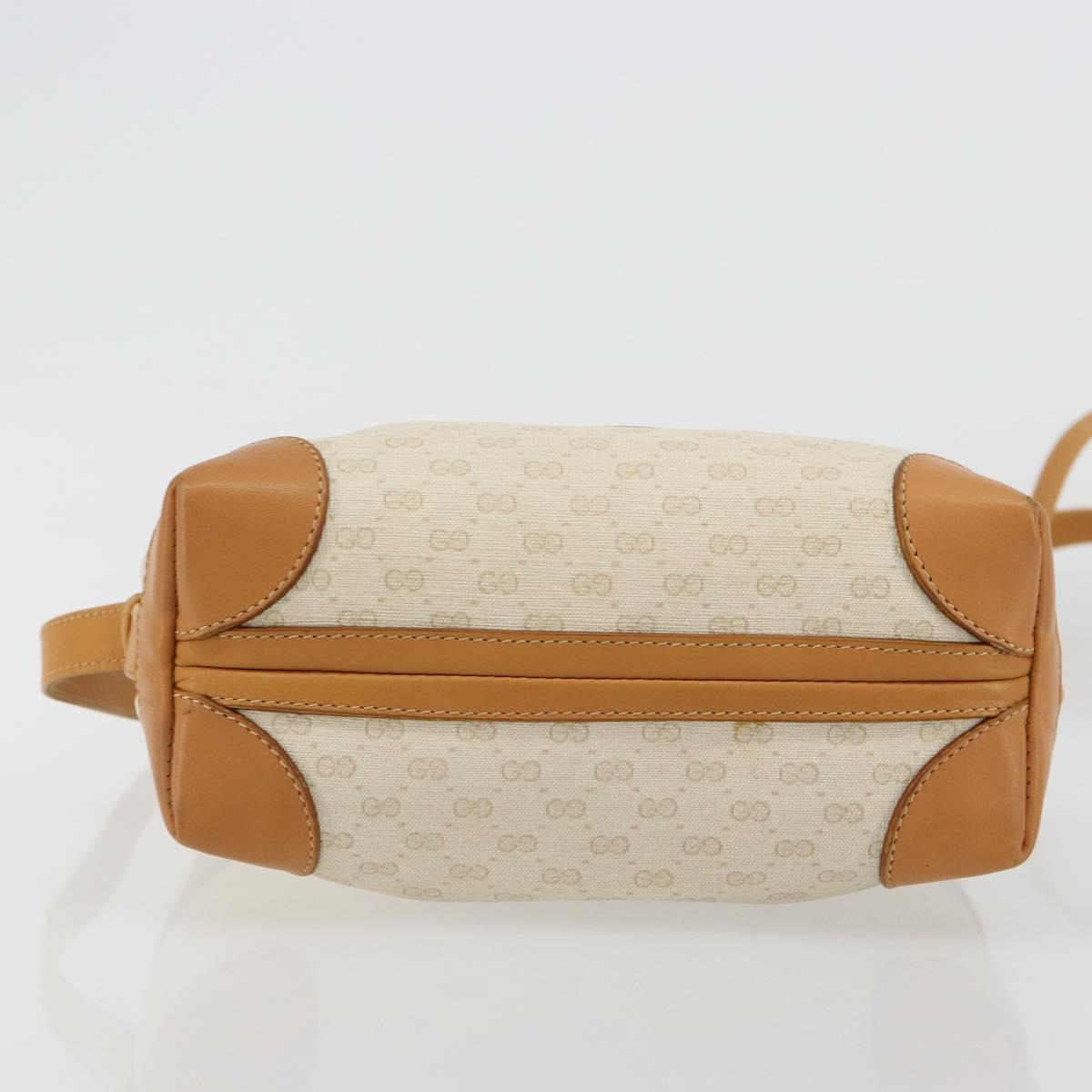 GUCCI Micro GG Supreme Shoulder Bag PVC White Gold Auth 180109
