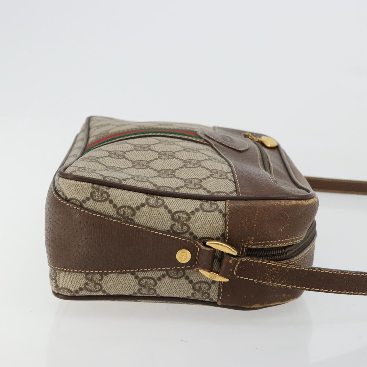GUCCI GG Supreme Web Sherry Line Bag PVC Beige Gold 001 56 0860 Auth 180110