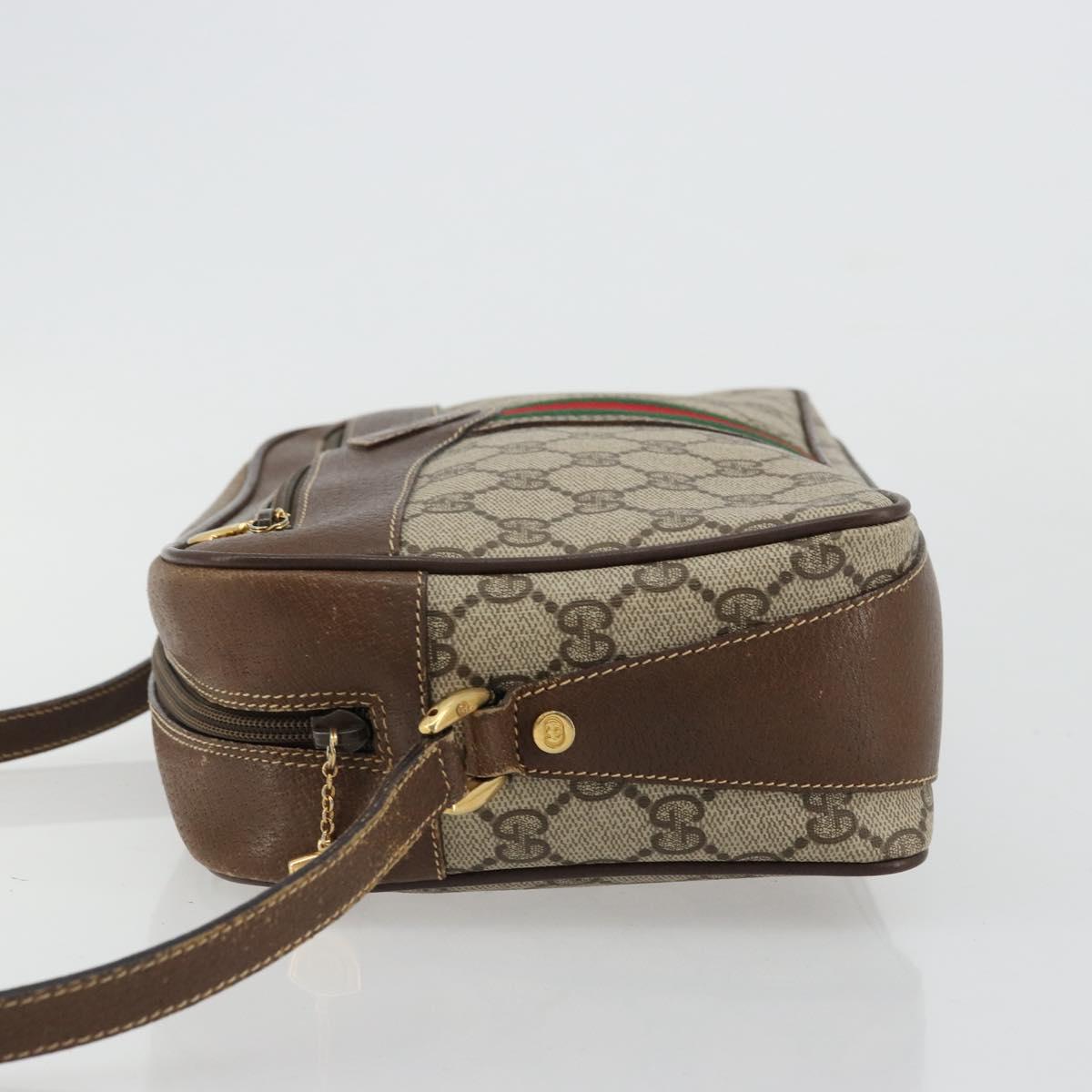 GUCCI GG Supreme Web Sherry Line Bag PVC Beige Gold 001 56 0860 Auth 180110