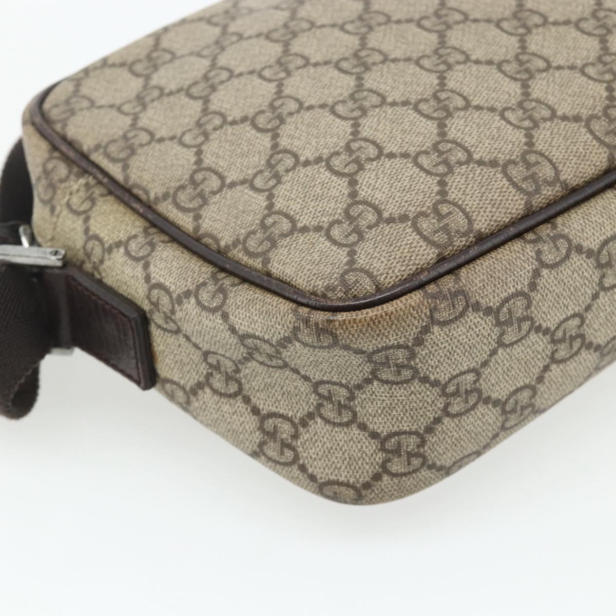 GUCCI GG Supreme Shoulder Bag PVC Beige Silver 114291 Auth 180111