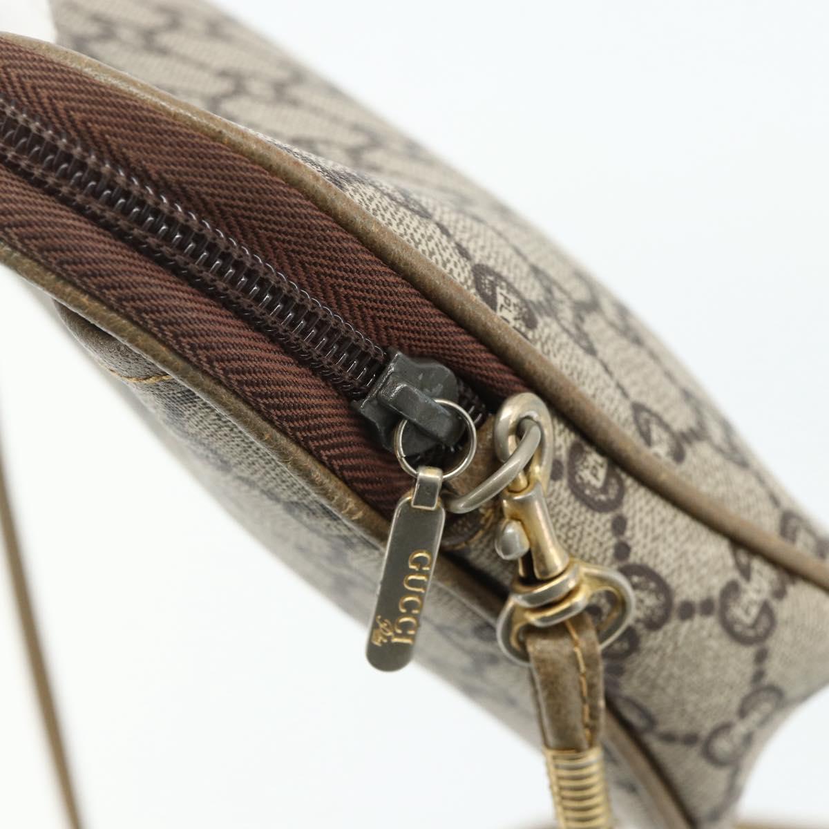 GUCCI GG Plus Supreme Shoulder Bag PVC Beige Gold Auth 180113