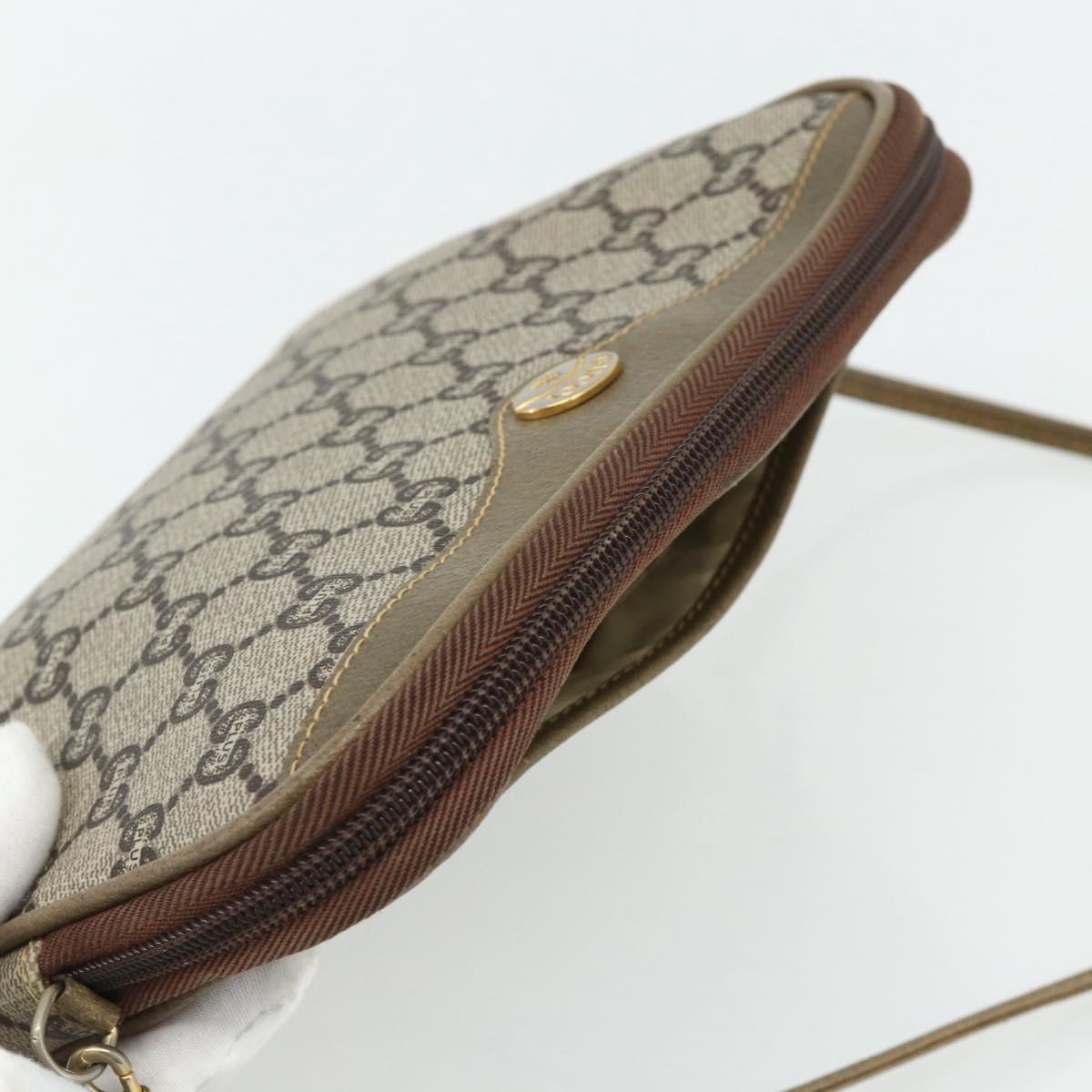 GUCCI GG Plus Supreme Shoulder Bag PVC Beige Gold Auth 180113