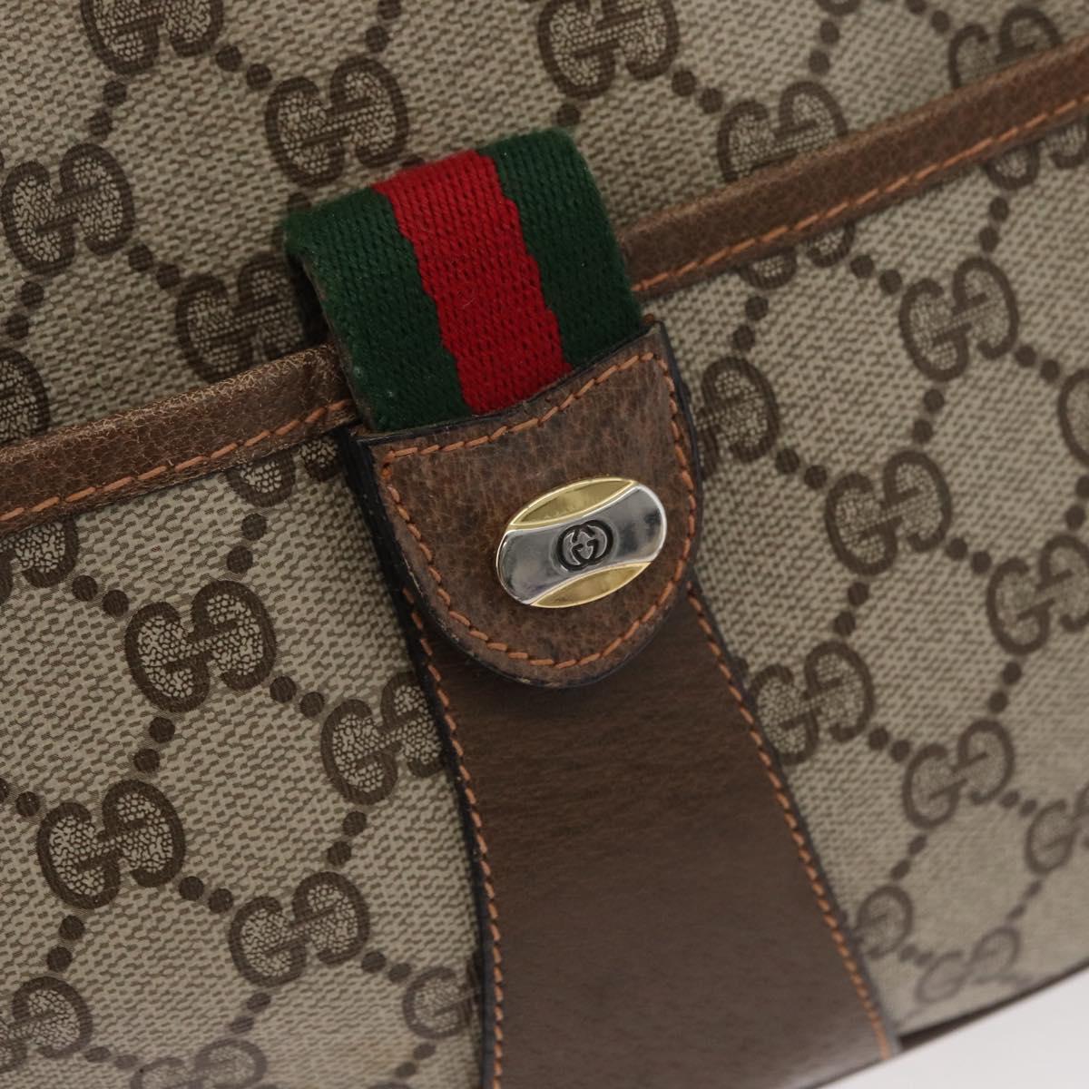 GUCCI GG Supreme Web Sherry Line Bag PVC Beige Gold 89 02 032 Auth 180114