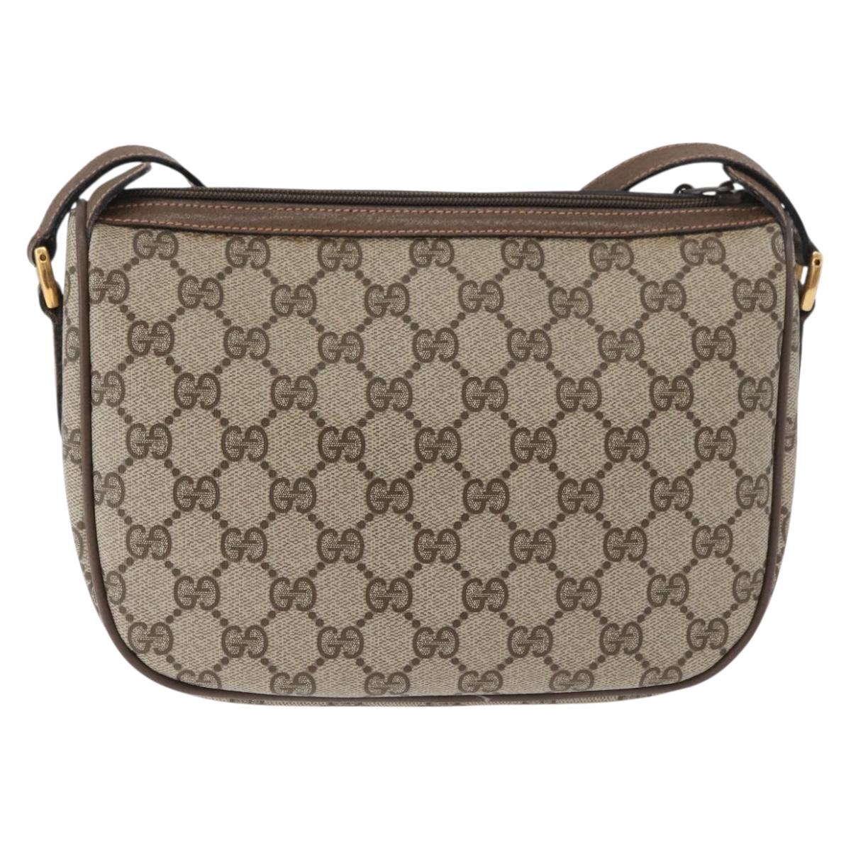 GUCCI GG Supreme Web Sherry Line Bag PVC Beige Gold 89 02 032 Auth 180114