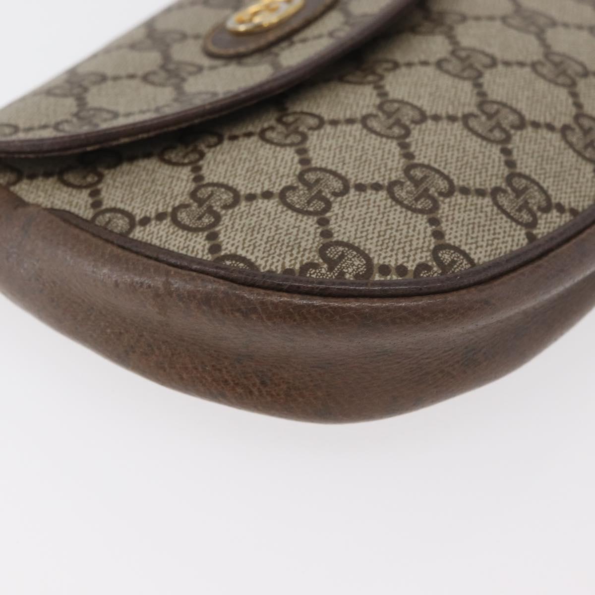 GUCCI GG Supreme Shoulder Bag PVC Beige Gold Auth 180115