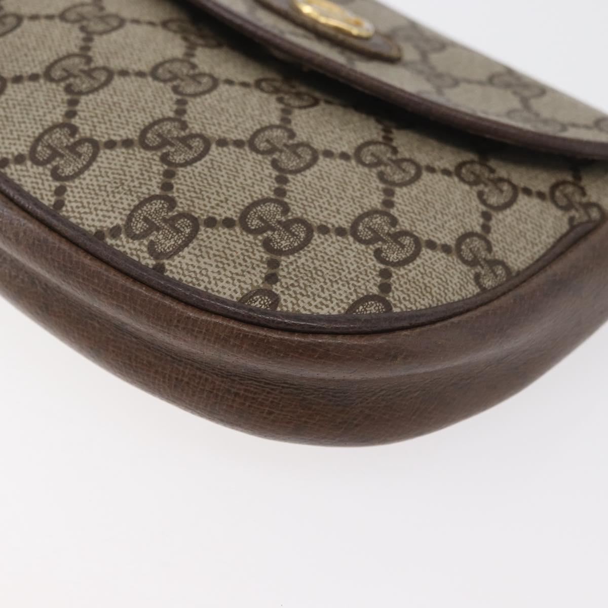 GUCCI GG Supreme Shoulder Bag PVC Beige Gold Auth 180115