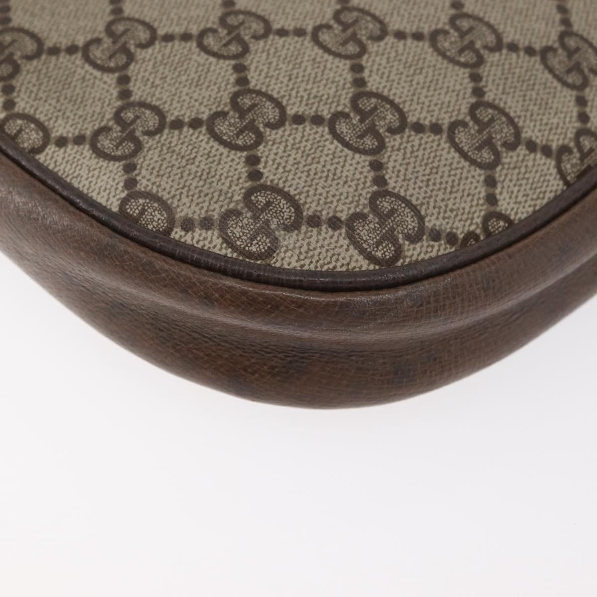 GUCCI GG Supreme Shoulder Bag PVC Beige Gold Auth 180115