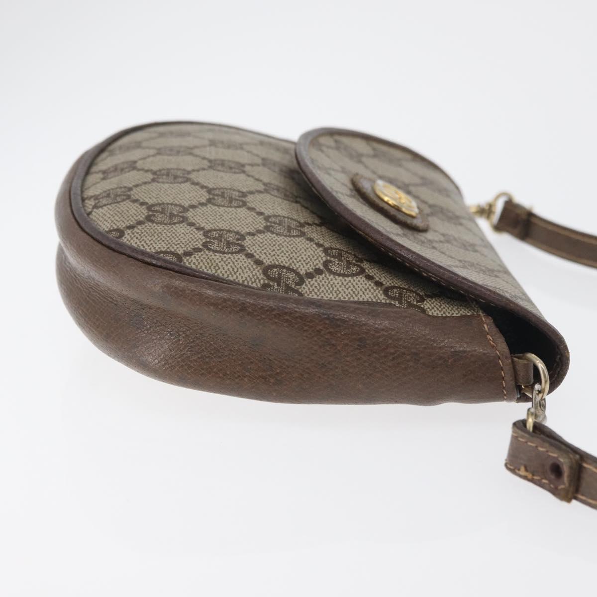 GUCCI GG Supreme Shoulder Bag PVC Beige Gold Auth 180115