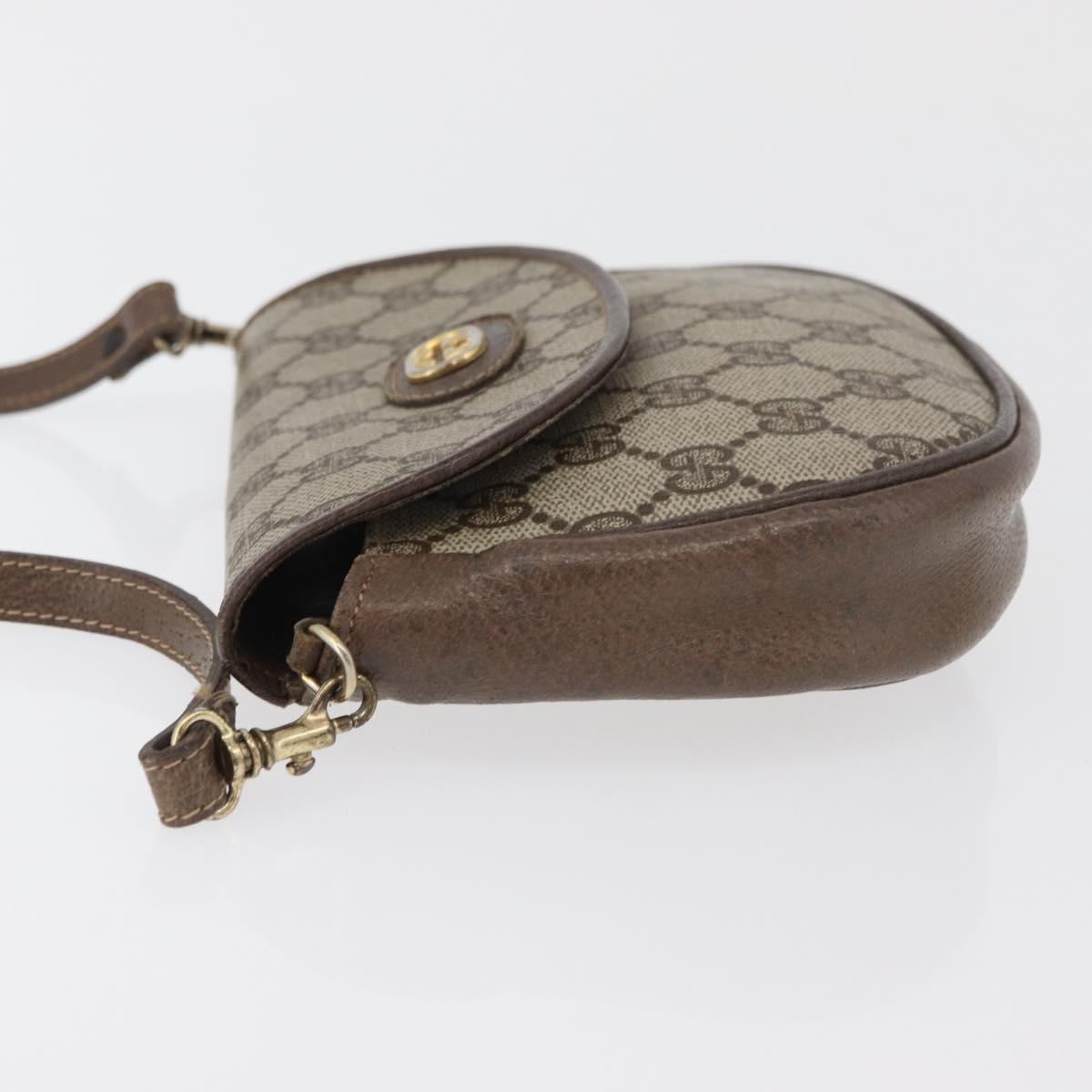 GUCCI GG Supreme Shoulder Bag PVC Beige Gold Auth 180115