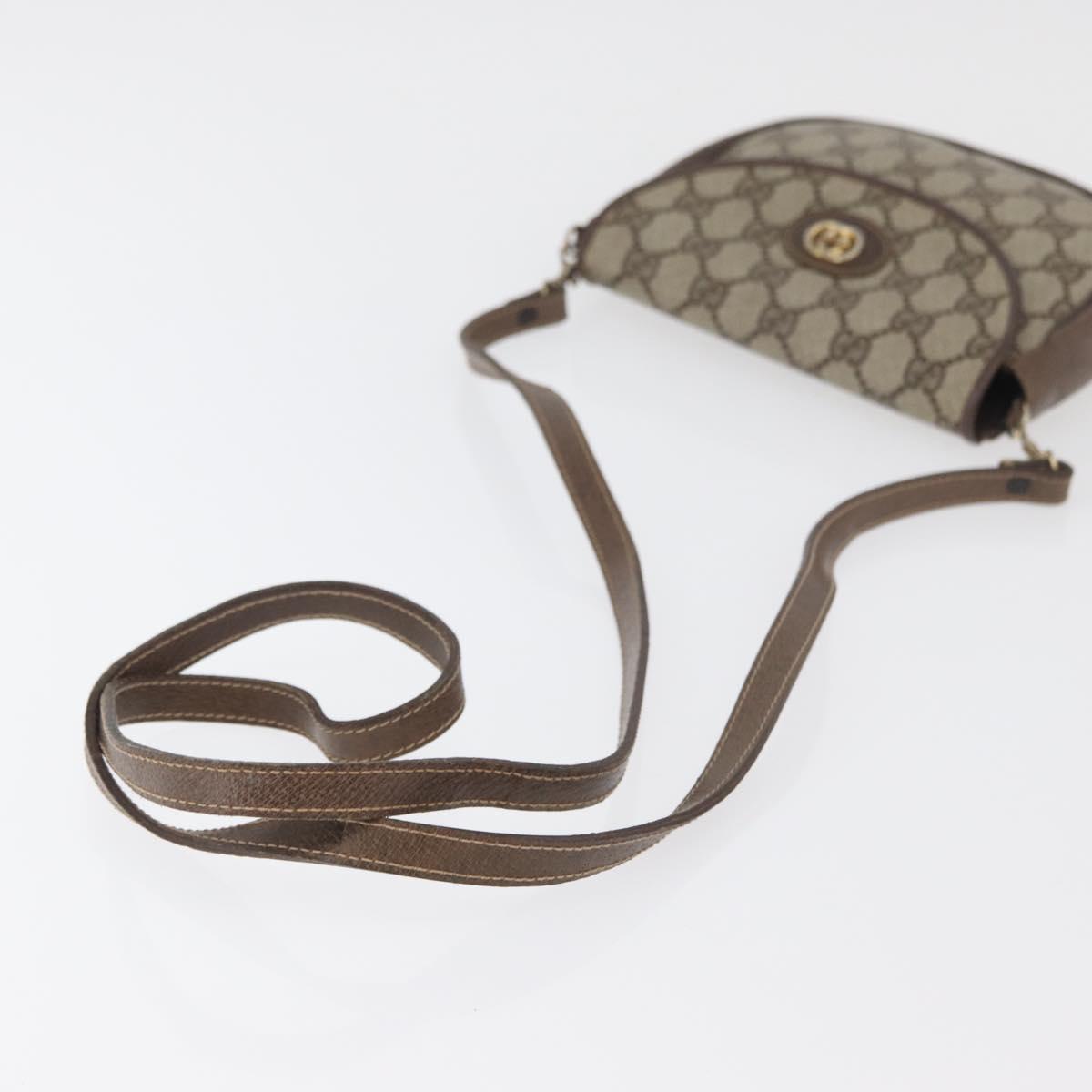 GUCCI GG Supreme Shoulder Bag PVC Beige Gold Auth 180115