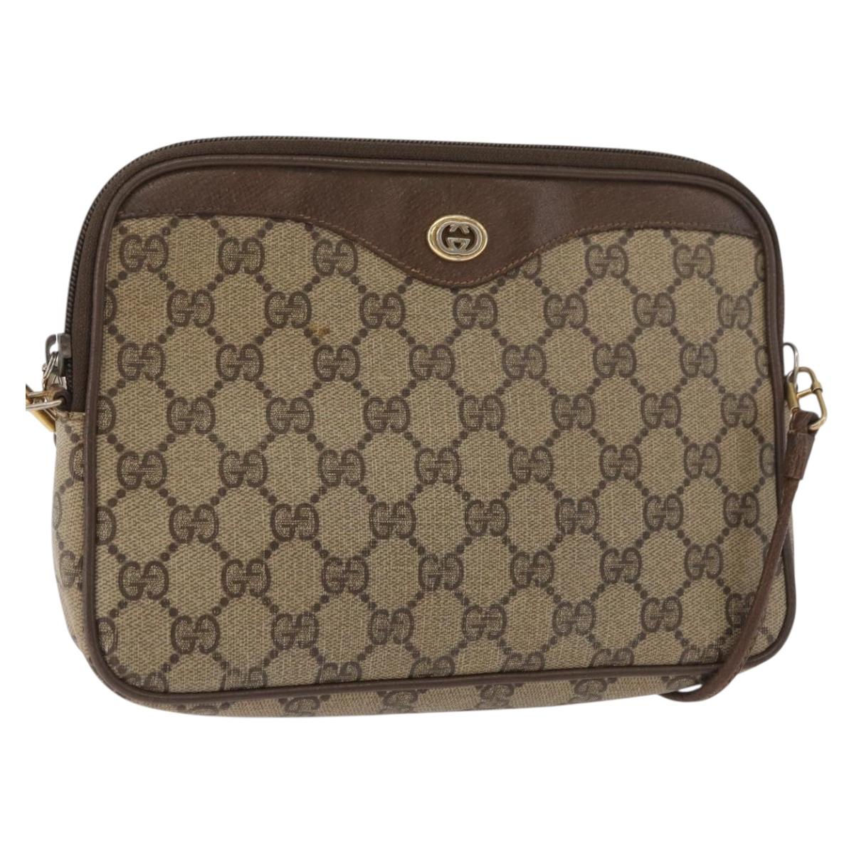 GUCCI GG Supreme Shoulder Bag PVC Beige Gold 89 02 068 Auth 180116